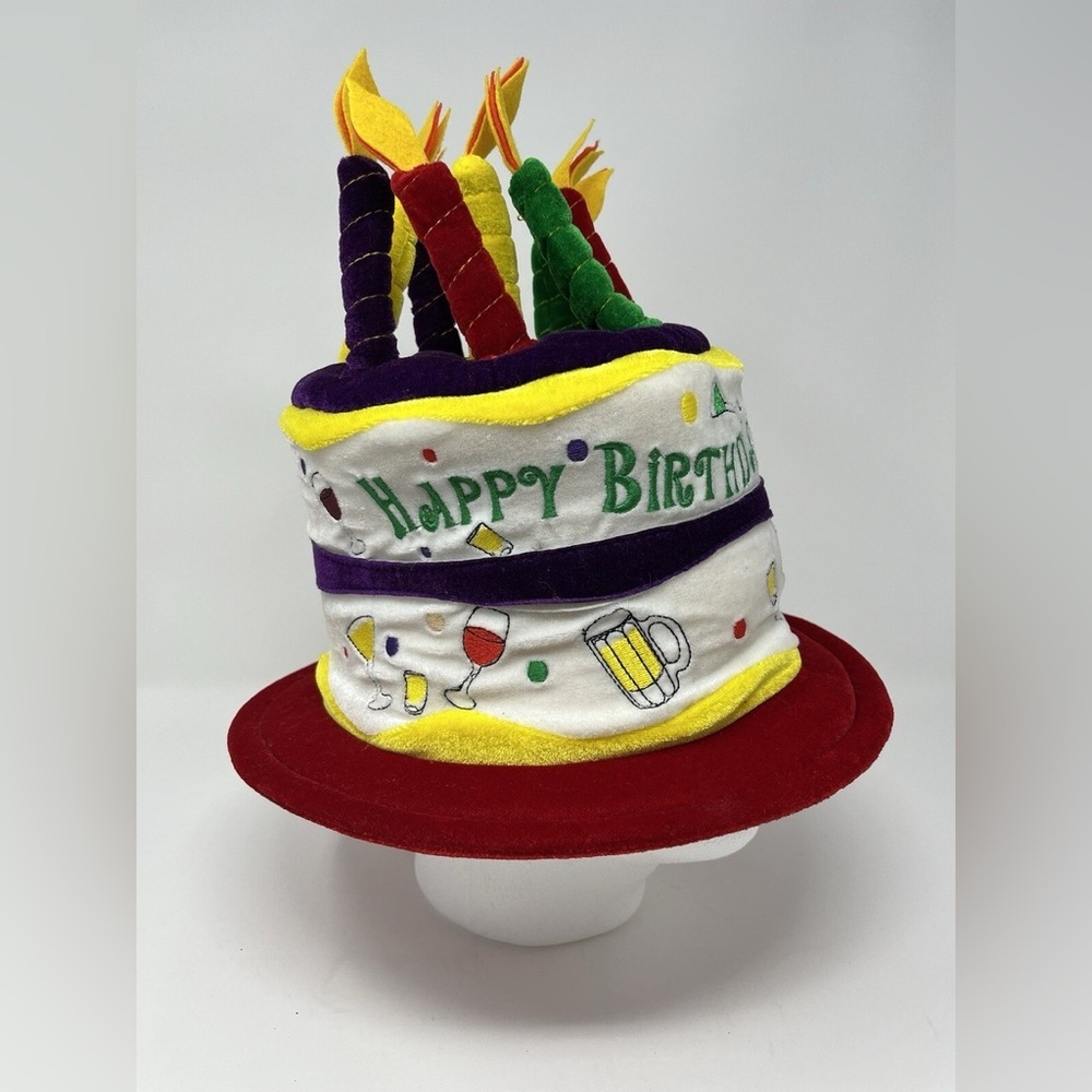 Funny Birthday Cake Hat Adult Party Costume Colorful Candles Adjustable Fun‎